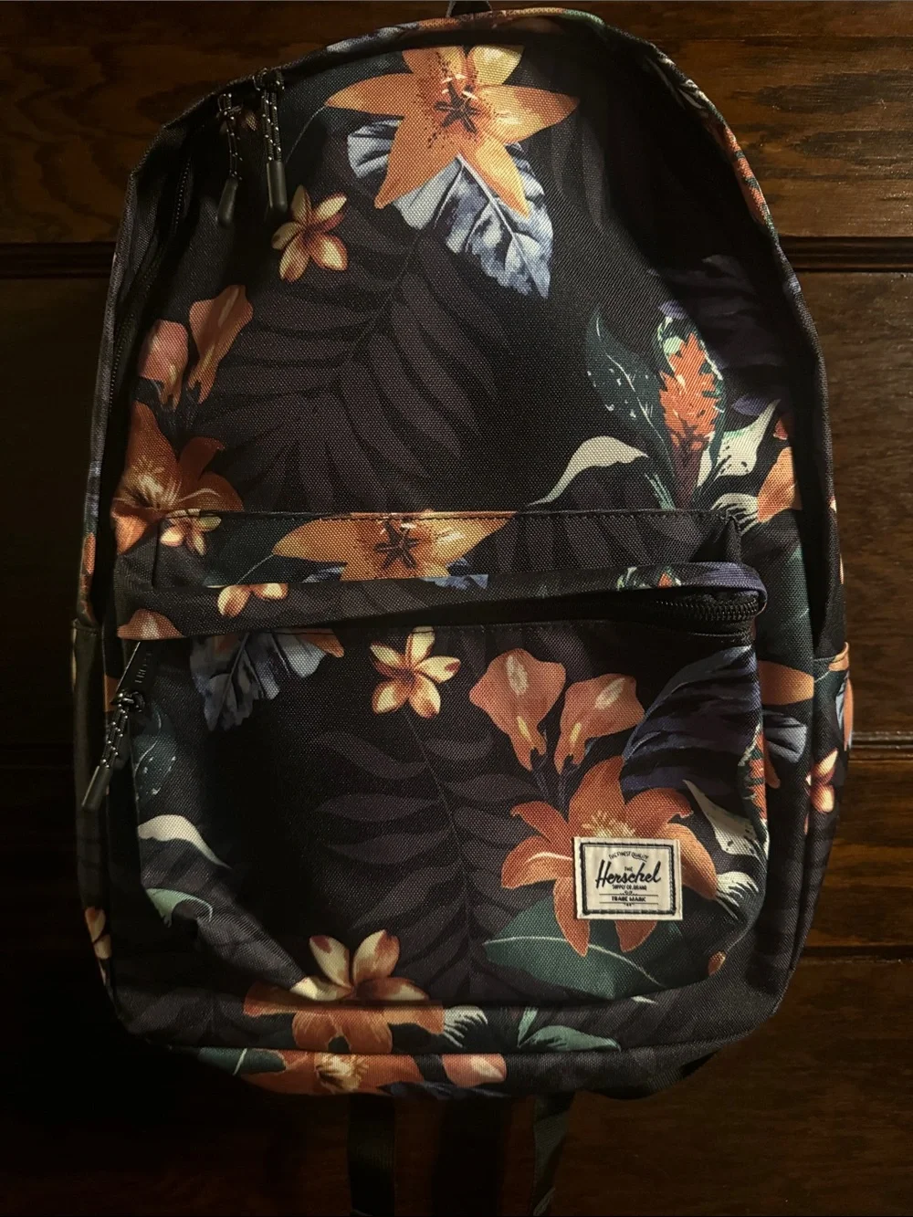 Herschel Supply Company Navy Backpack with Orange Floral Print